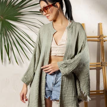 Boho Muslin Kimono Poncho