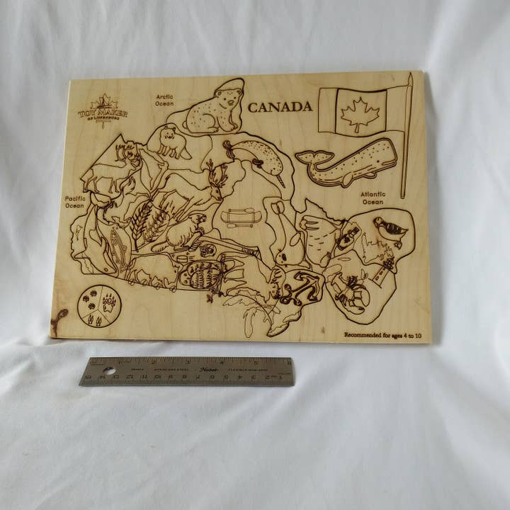 Kids Canada Map Puzzle with Native Animals