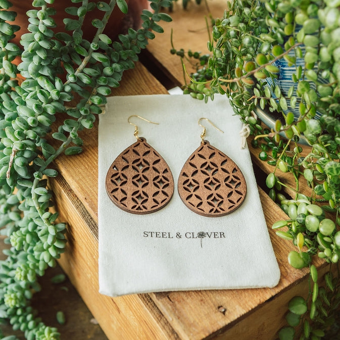 Dimsdale Retro Drop Wooden Earring | Brown