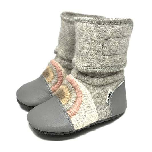 Nooks Rainbow Moon Felted Wool Booties Size 8.5 (2-3T)