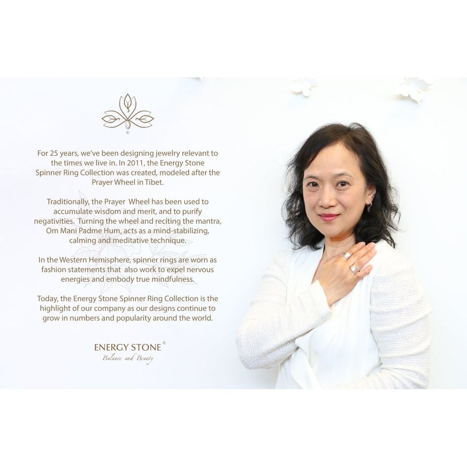 Meadow Petite Raised Flowers Sterling Silver Meditation Spinner Ring with Brass and Silver Spinners