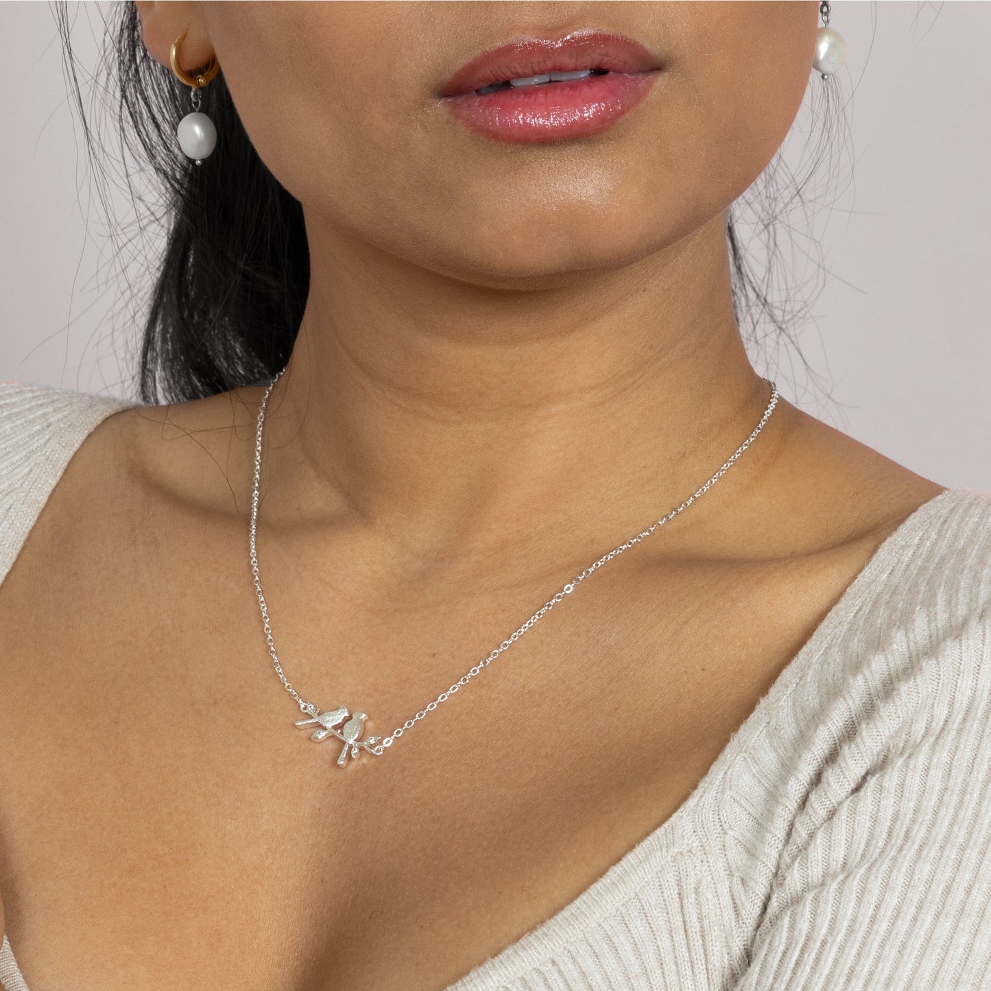 Those We Love 16.5"-18.5" Silver Plated Necklace with Cubic Zirconia Stones