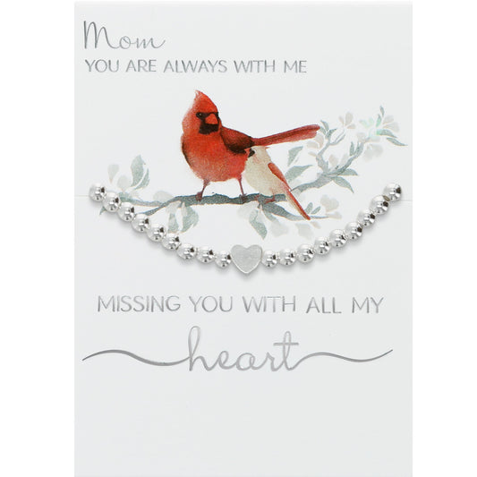 Mom Silver Plated - Beaded Stretch Bracelet