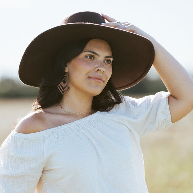 Emerson Geometric Wooden Earrings | Brown