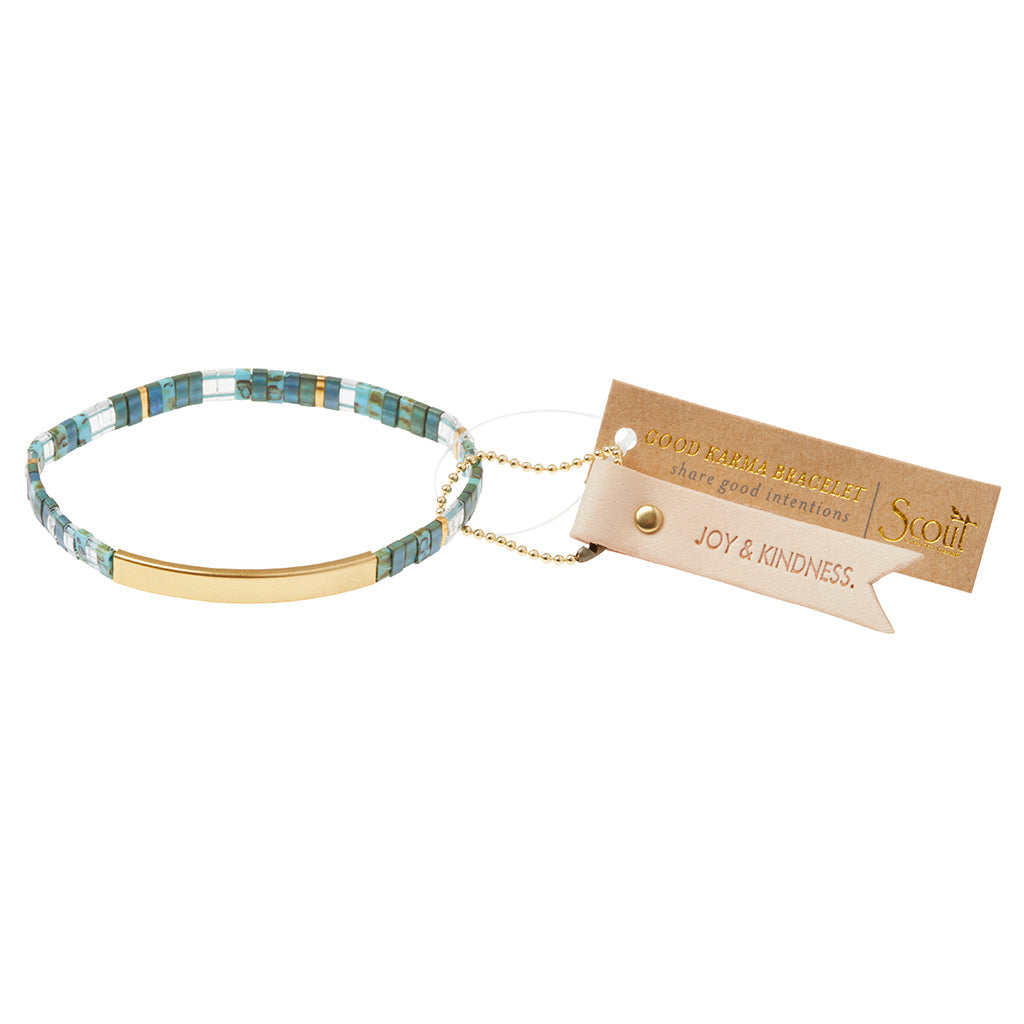 GOOD KARMA BRACELET- JOY & KINDNESS MARINE/GOLD