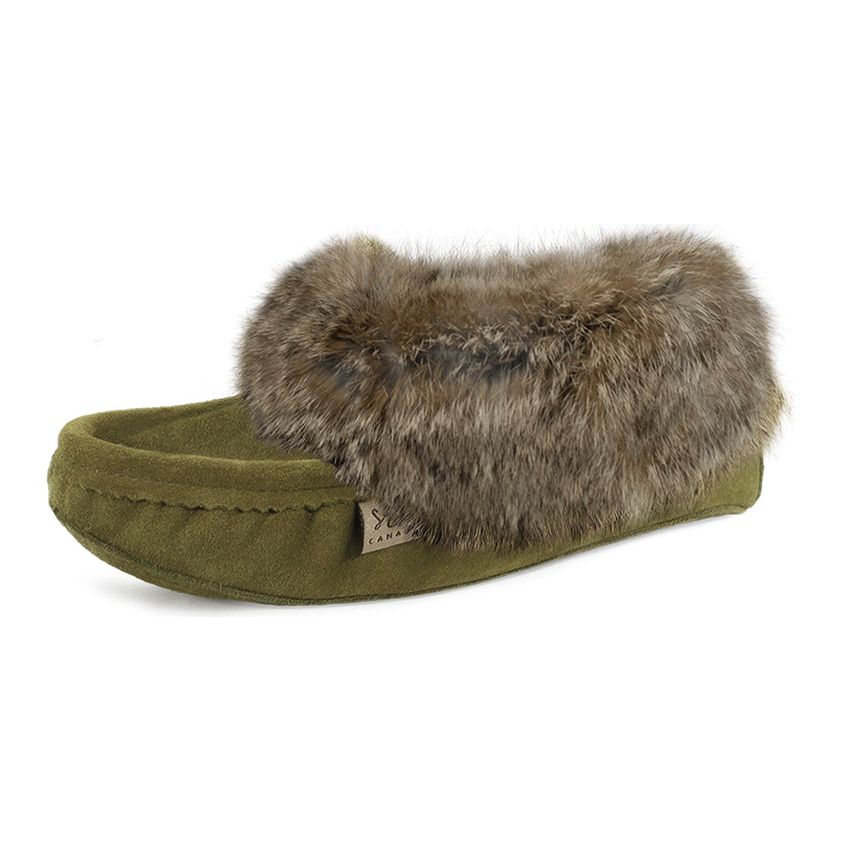 Men's Fur Trim Moccasin - Army