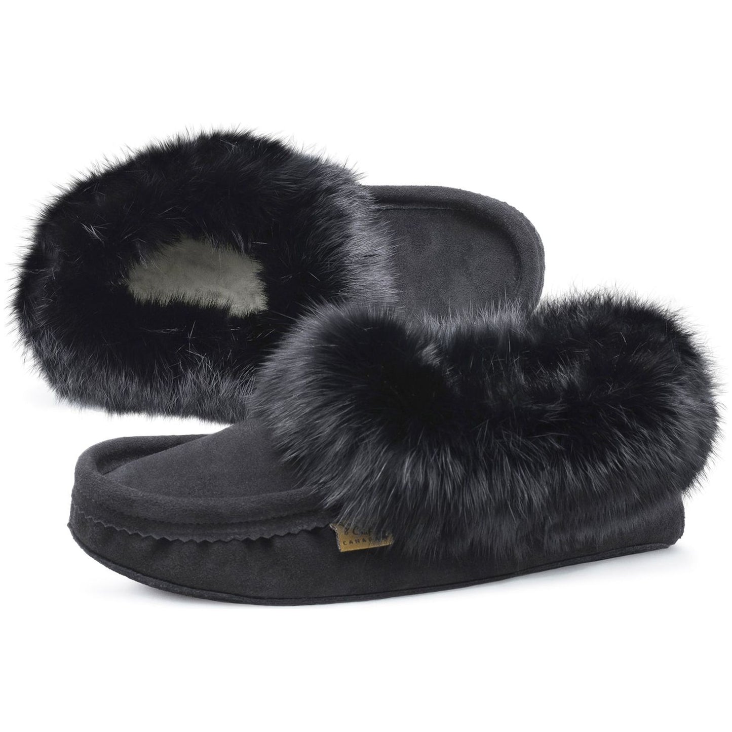 Men's Fur Trim Moccasin - Black 653BL