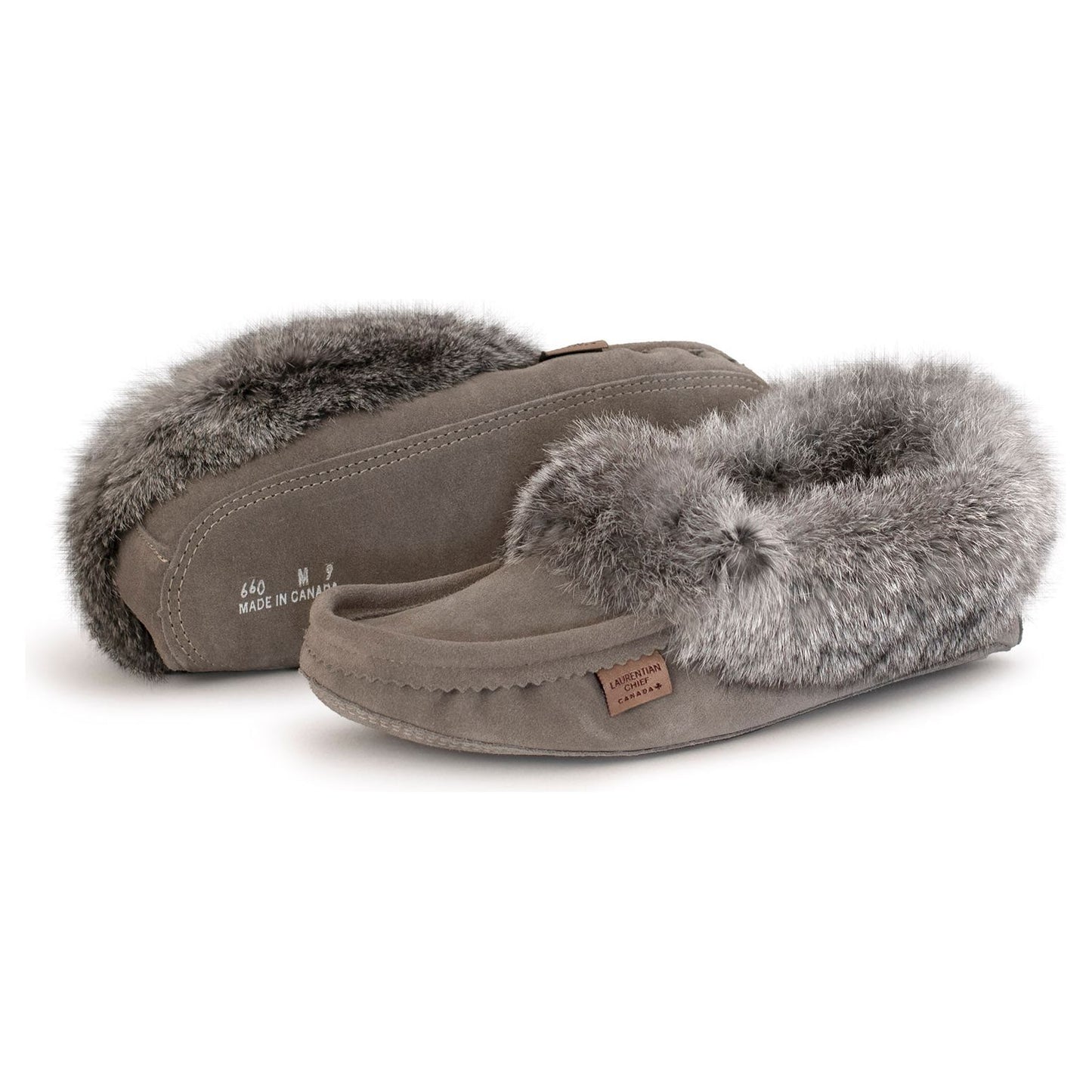Men's Fur Trim Moccasins - Grey