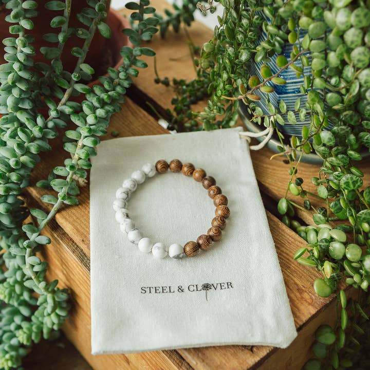 Donnelly Wood & Stone Bead Bracelot - Marble