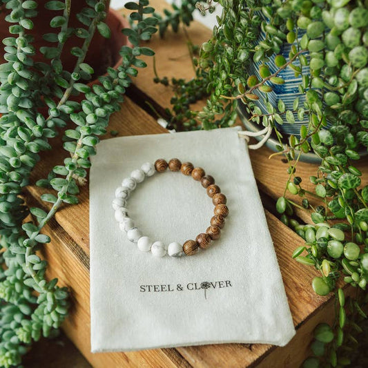 Donnelly Wood & Stone Bead Bracelot - Marble