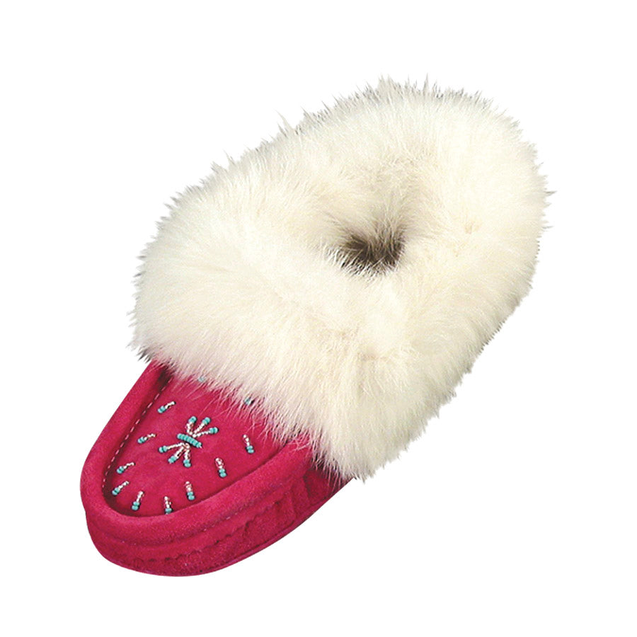Fur Trim Ladies Moccasin - Fuchsia 698L