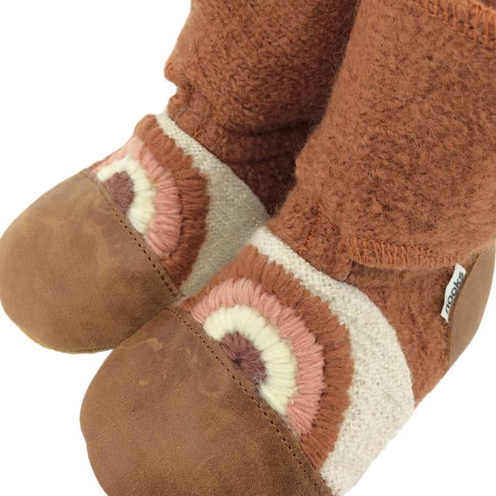 Nooks Clay Felted Wool Booties Size 7 (18-24)