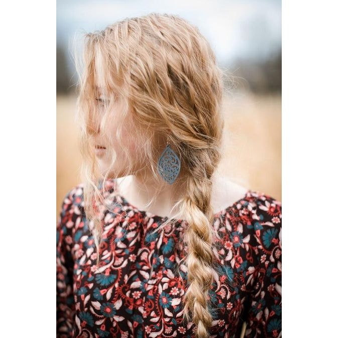 Juniper Scroll Wooden Earrings | Grey