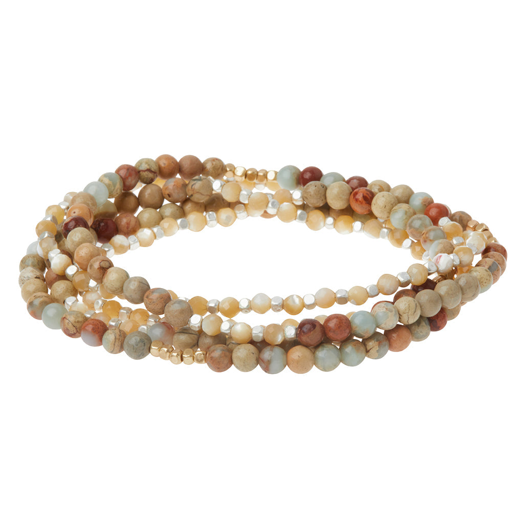 STONE WRAP BRACELET/ NECKLACE - AQUA TERRA/ GOLD/ SILVER - STONE OF PEACE