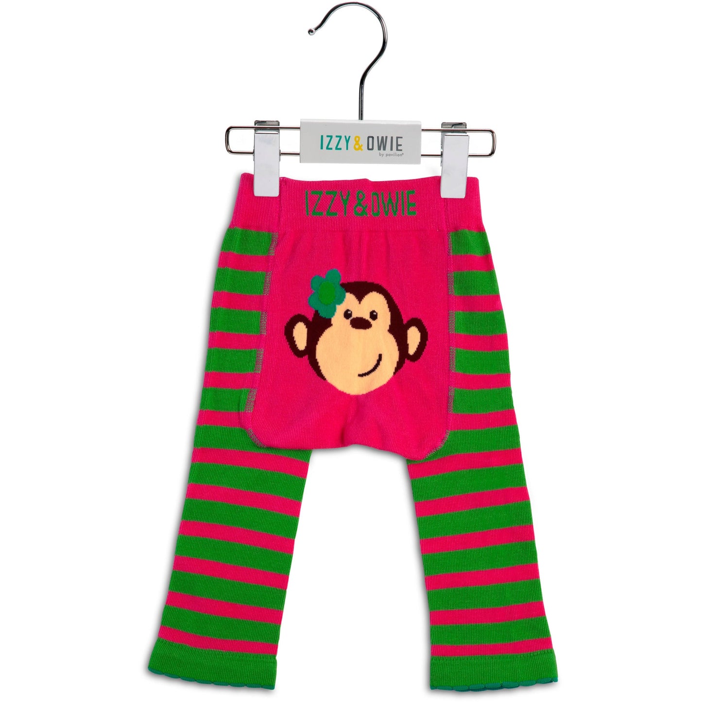 Pink and Green Monkey Baby Leggies