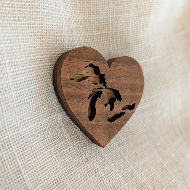 Great Lakes Magnet - Canada Wood Souvenir - Heart Magnet