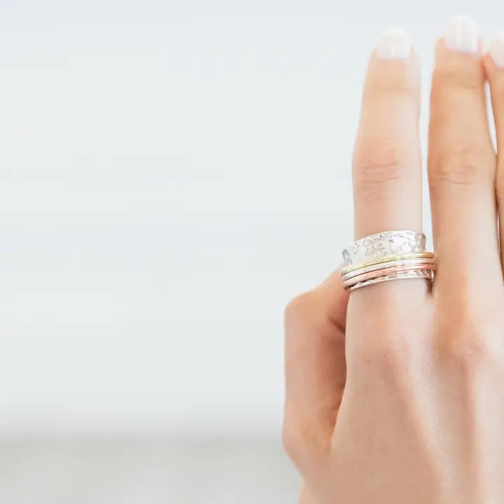 Serenity Sterling Silver Meditation Spinner Ring - US12