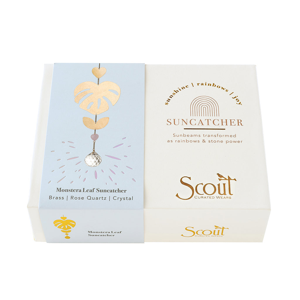 SUNCATCHER - MONSTERA LEAF/ ROSE QUARTZ