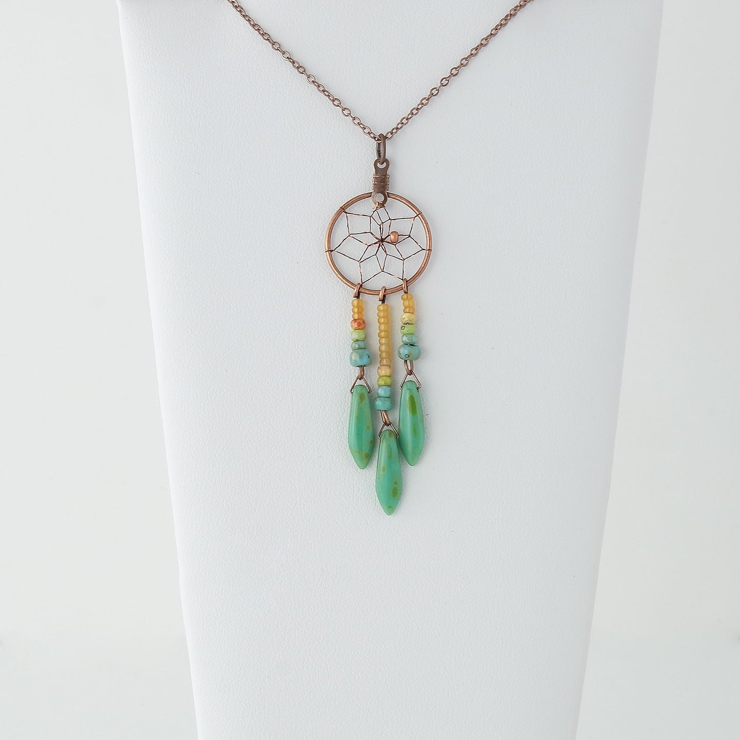 .75" Dream Catcher Necklace with Picasso Glass Beads DCC21-P