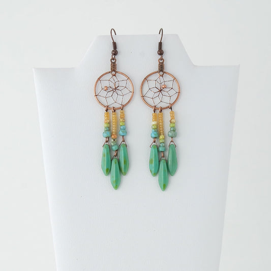 75" Dream Catcher Earrings with Picasso Glass Beads DCC21