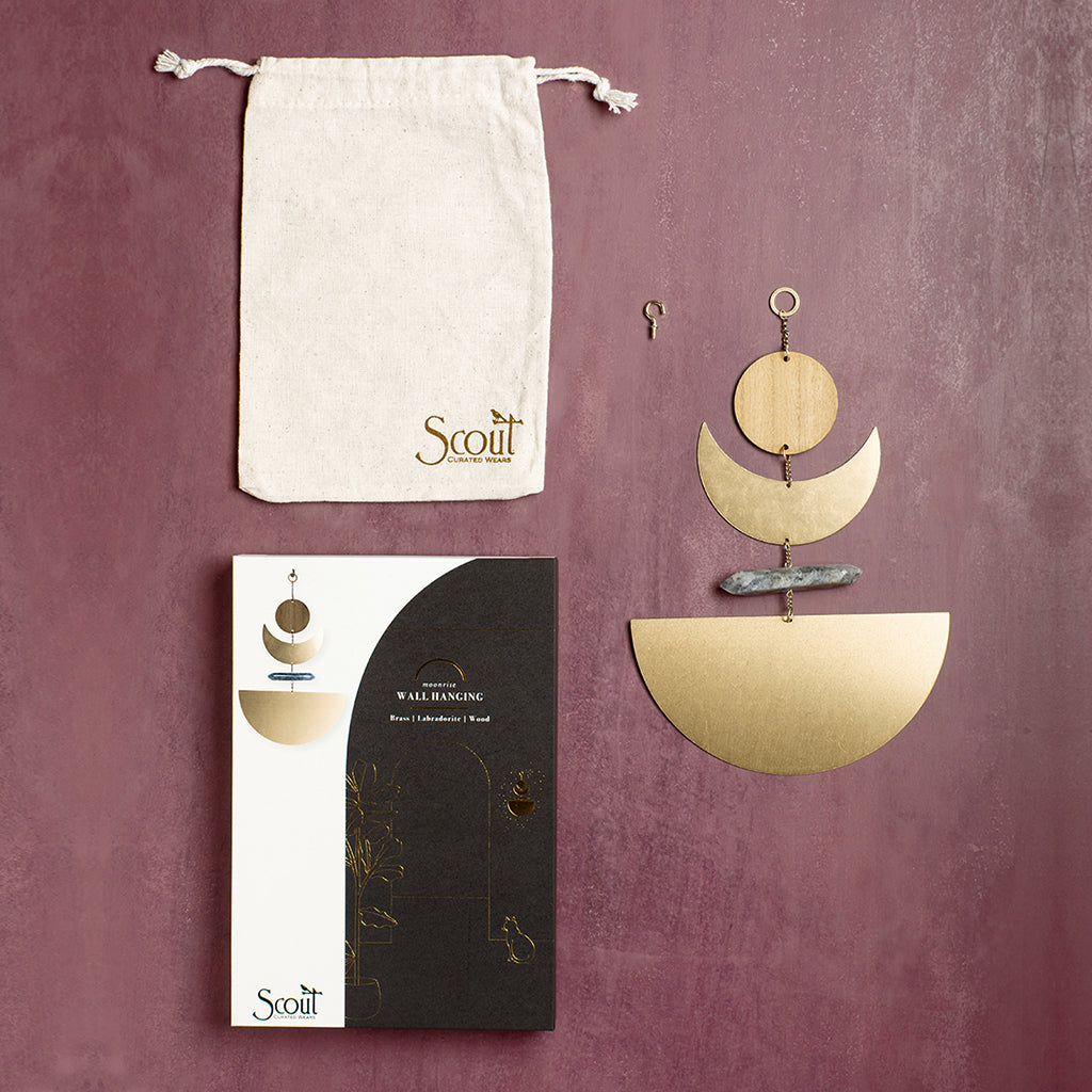 WALL HANGING - MOONRISE/ LABRADORITE/WOOD
