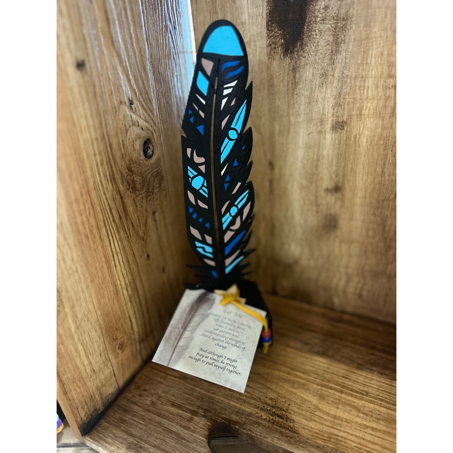 'Let me Be' Wood Painted Feather