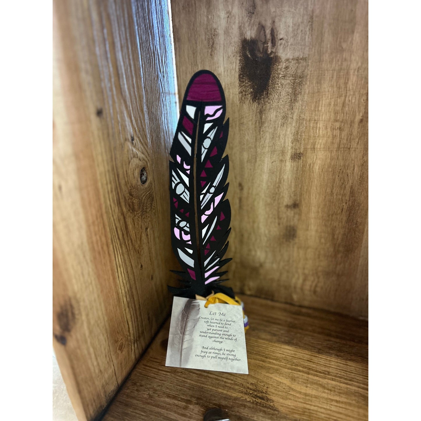 'Let me Be' Wood Painted Feather