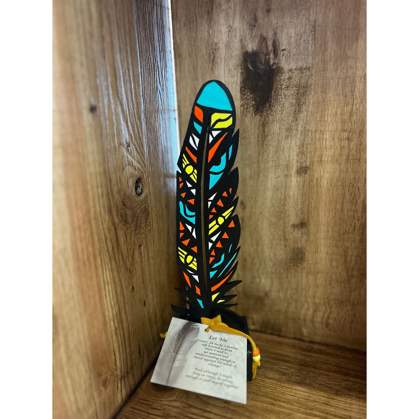 'Let me Be' Wood Painted Feather
