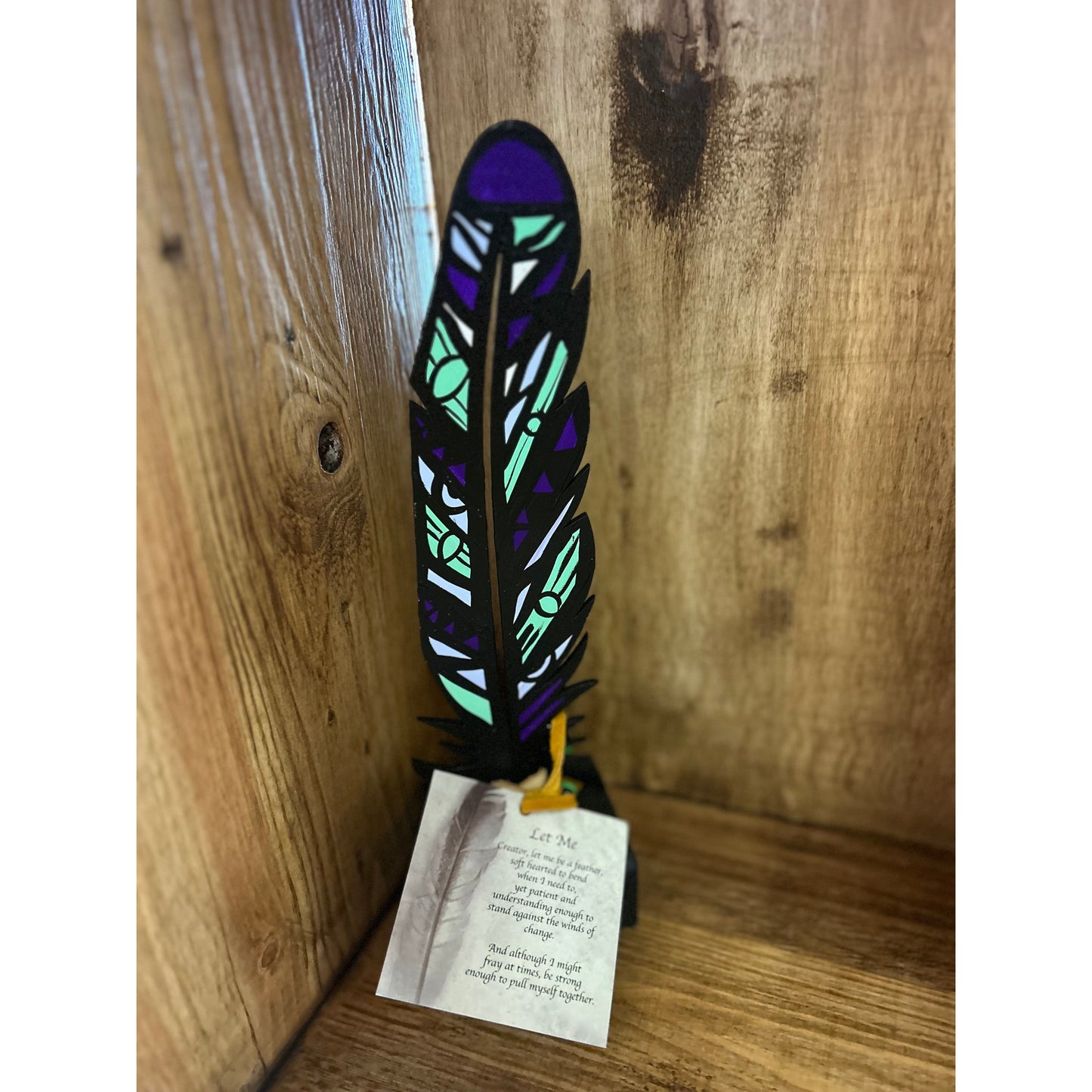 'Let me Be' Wooden Painted Feathers
