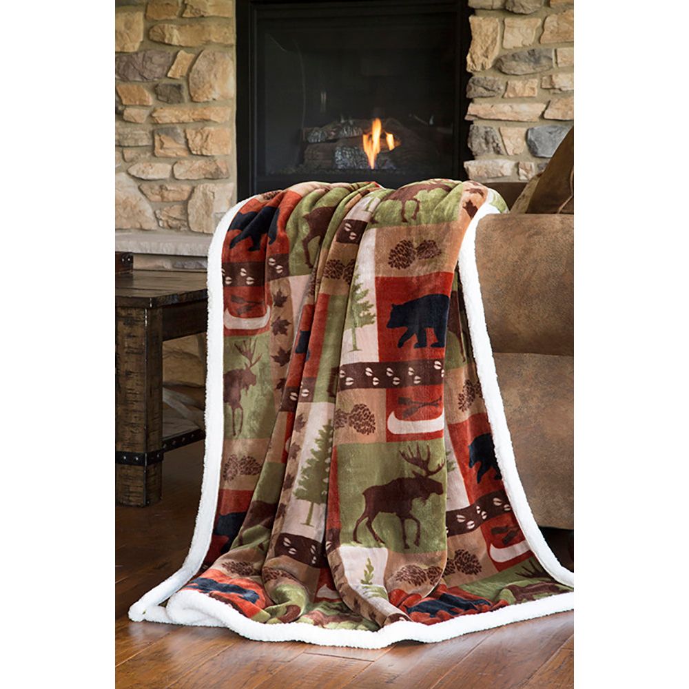 Patchwork Lodge Plush Throw