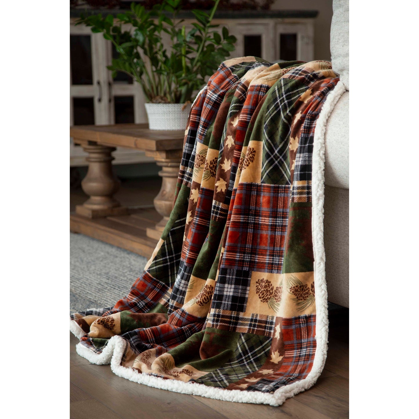 Tree Plaid Plush Throw