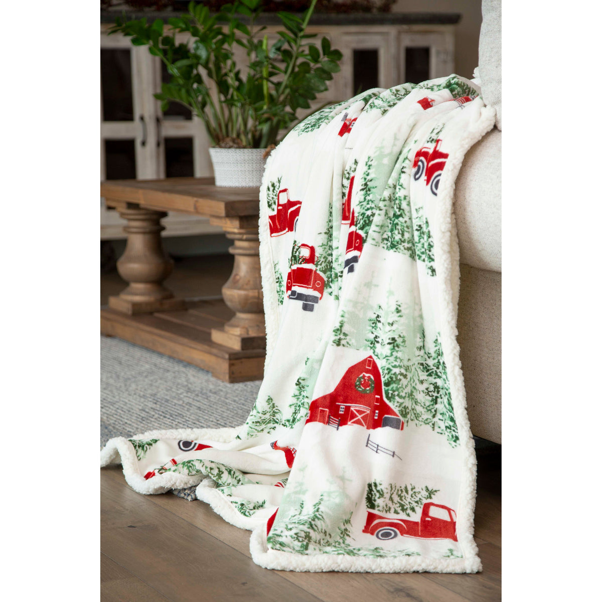 Red Truck Fleece Throw