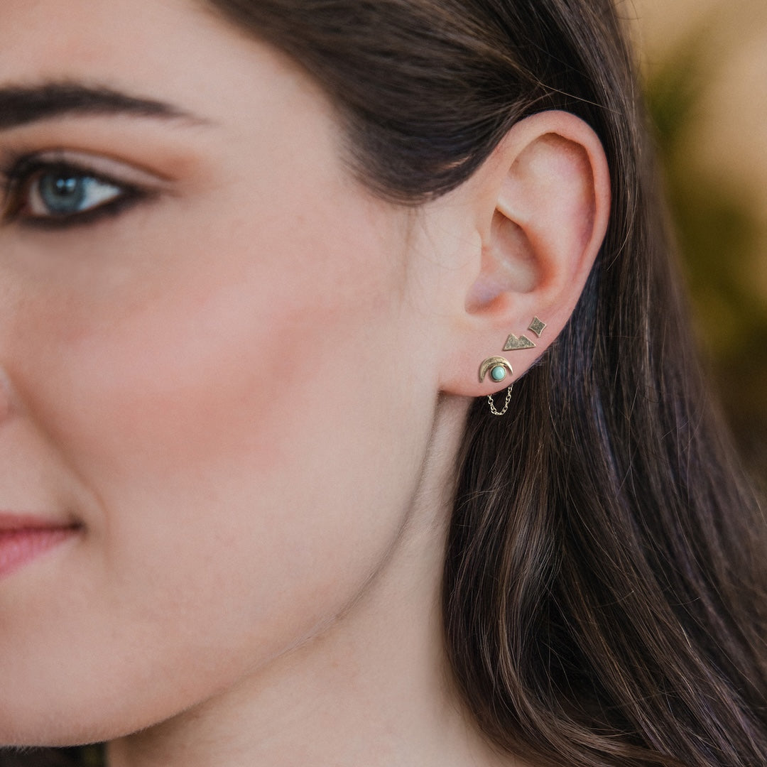 Stud Trio Ear Jacket Set - Mountain/Turquoise/Gold  JQ001