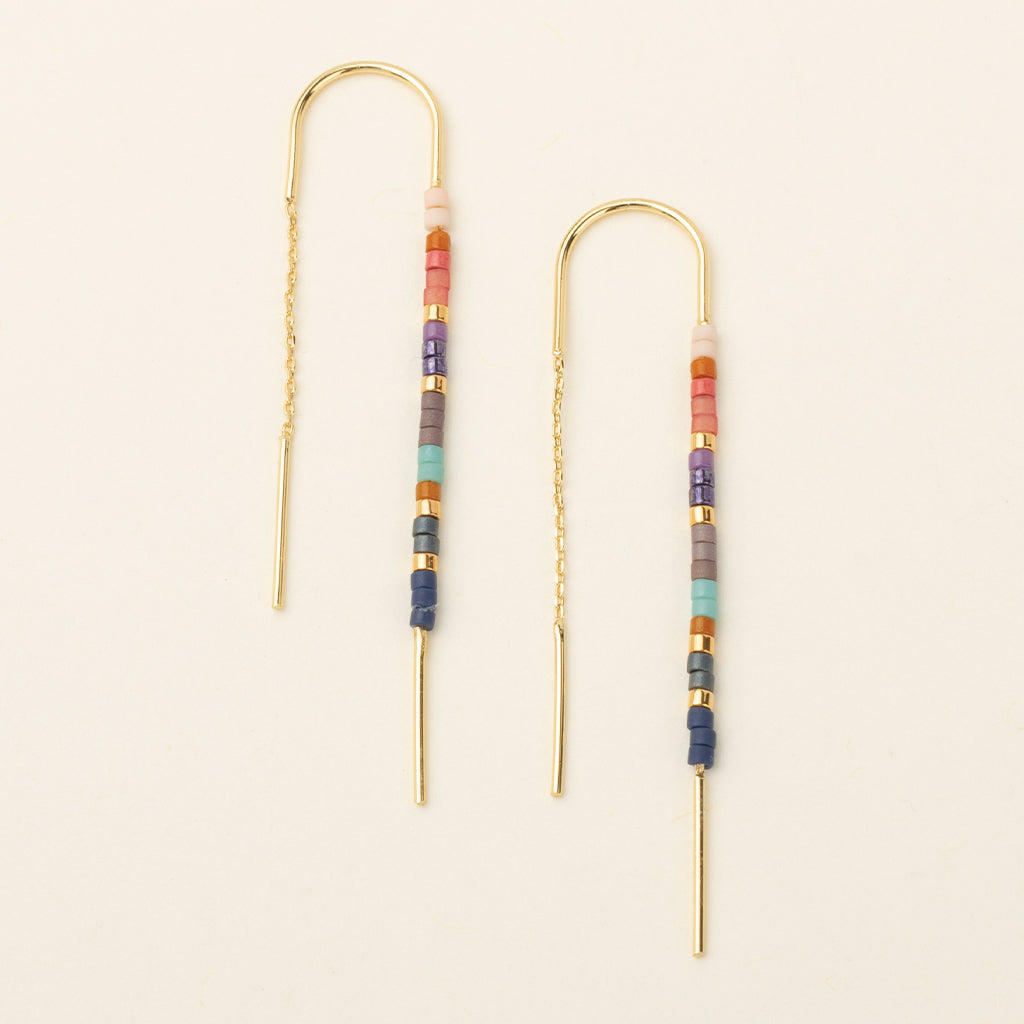 CHROMACOLOR MIYUKI THREAD EARRING - DARK MULTI/GOLD