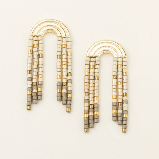 Chromacolor Miyuki Rainbow Fringe Earring - Pewter Multi/Gold MF001