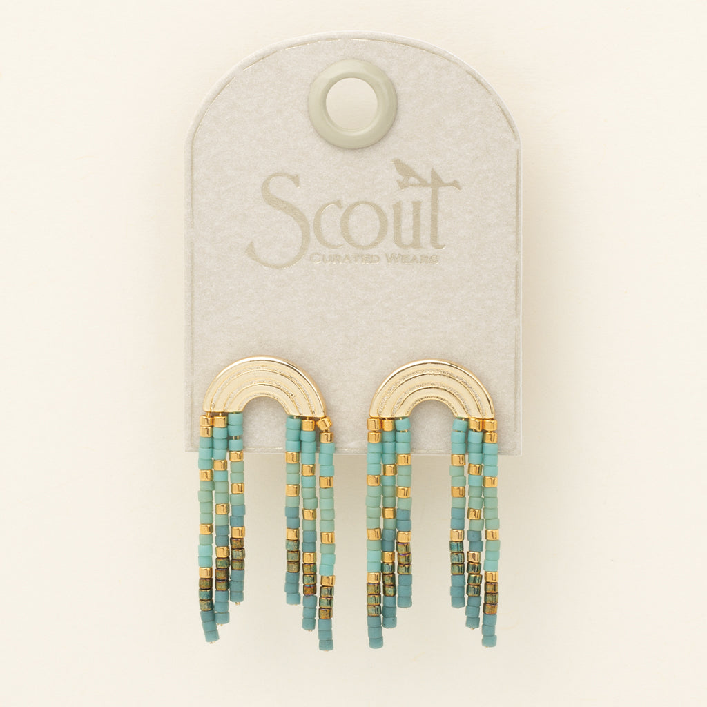 Chromacolor Miyuki Rainbow Fringe Earring - Turquoise/Mint/Gold