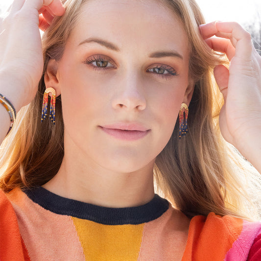 CHROMACOLOR MIYUKI RAINBOW FRINGE EARRING - MULTI/GOLD
