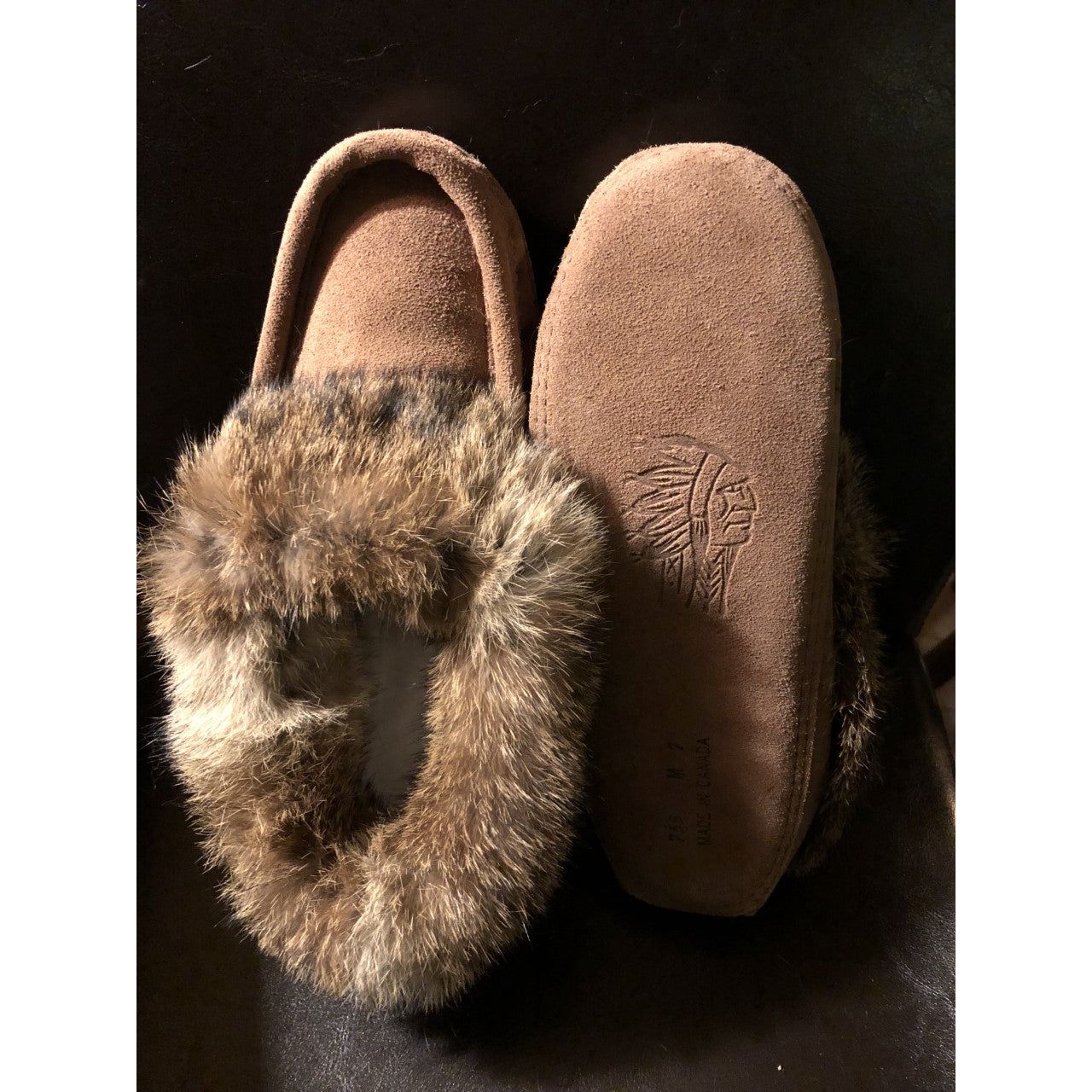 Men's Fur Trimmed Slippers Brown