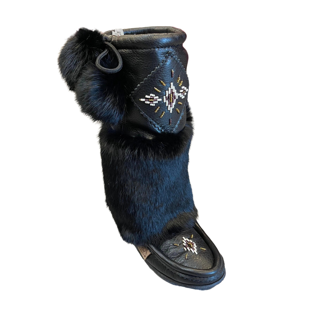 Black Leather Mukluks - 13"
