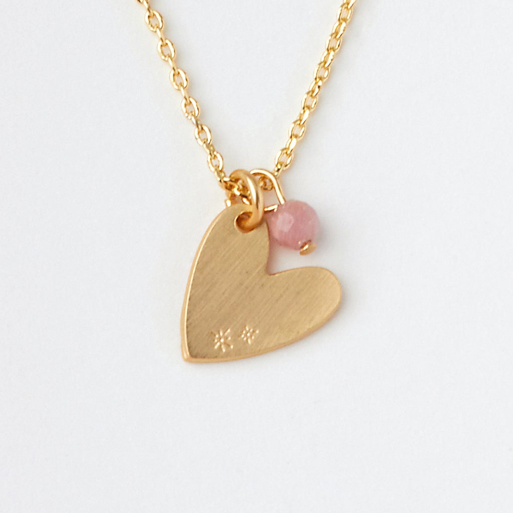 Stone Intention Charm Necklace - Rhodonite/Gold NC001