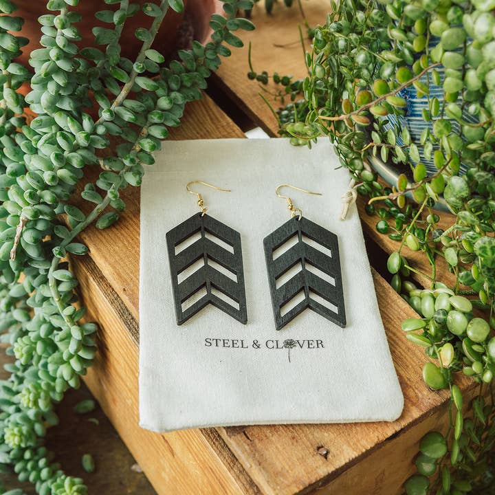 Arrow Wooden Earrings | Black