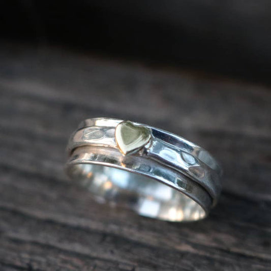 Simple Heart Sterling Silver Meditation Spinner Ring