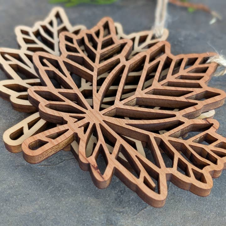 Maple Leaf Cutout Ornament - Canada Wood Souvenir, Christmas