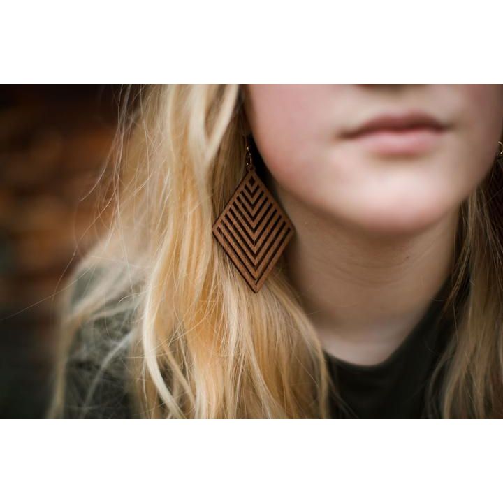 Cobi Geometric Wooden Earrings | Brown