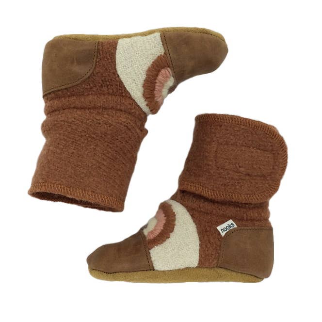 Nooks Clay Felted Wool Booties Size 7 (18-24)