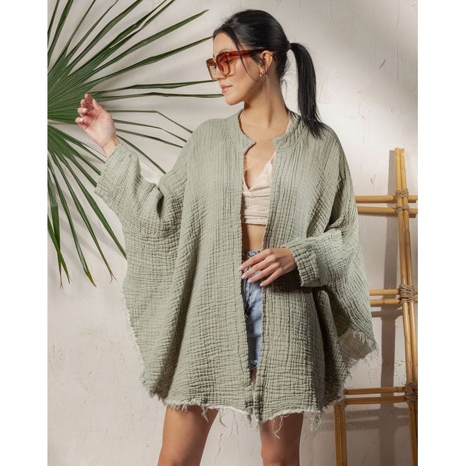 Boho Muslin Kimono Poncho