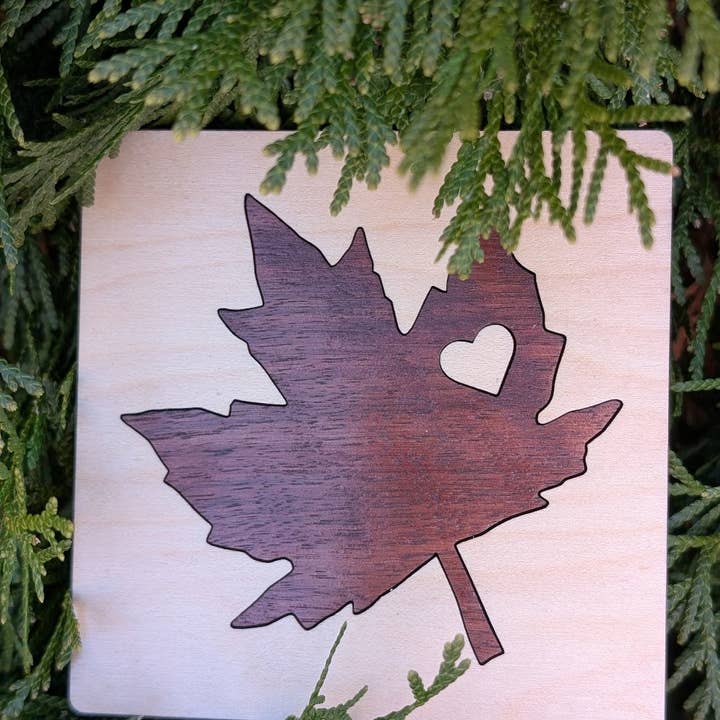 Maple Leaf Wood Inlay Coaster