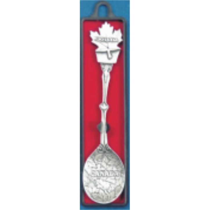 Canada Leaf Shape Pewter Tone Souvenir Spoon