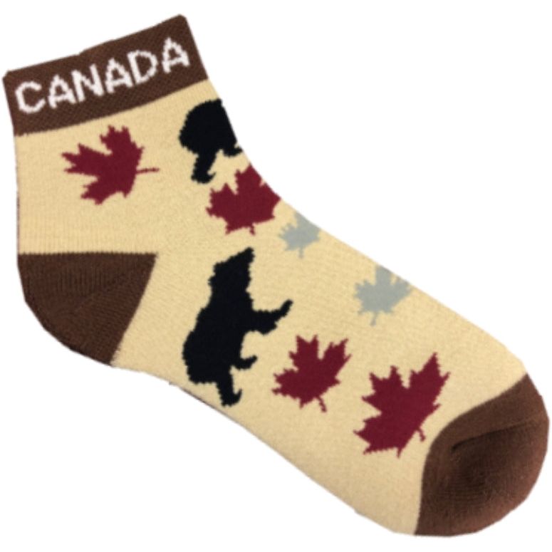 Canada Ankle Socks - Blk Bear/Brown