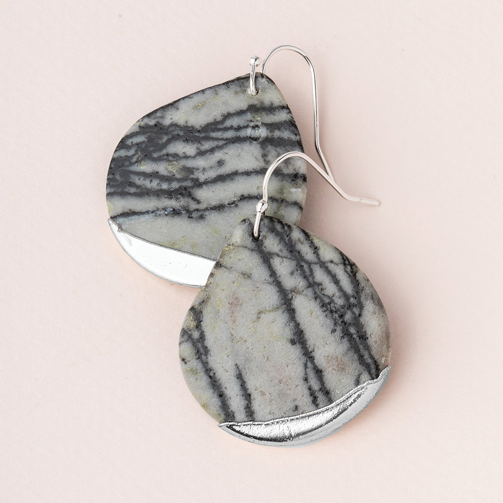 Stone Dipped Teardrop Earring - Picasso Jasper/Silver